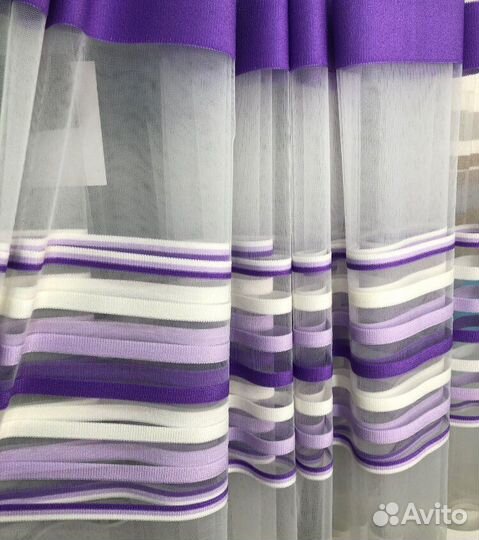 Тюль готовый, микросетка полоса