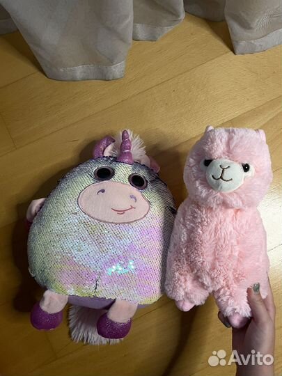 Мягкие игрушки альпака и единорог