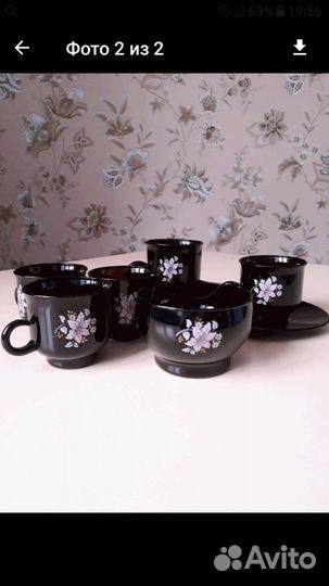 5 кофейных пар и сахарница