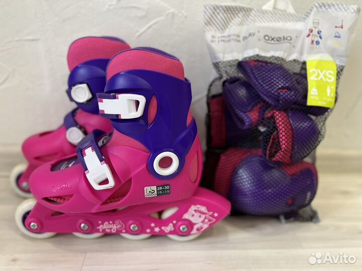 Роликовые коньки детские раздвижные с защитой