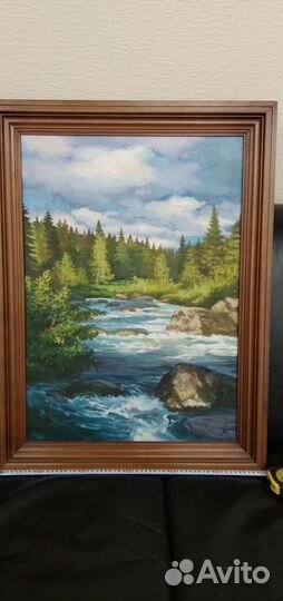 Картина горный ручей 805*605мм холст масло