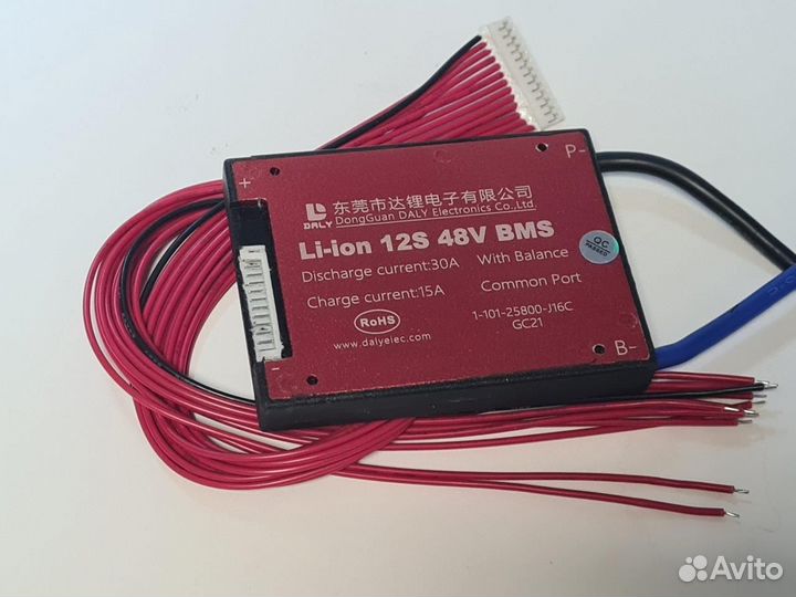 Плата контроля BMS Li-ion 12S 48V 30A