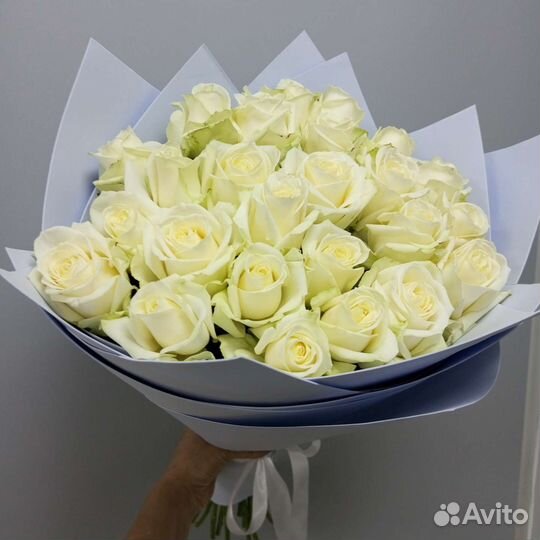 Белые розы 101, 51 роза. Доставка. Свежие розы