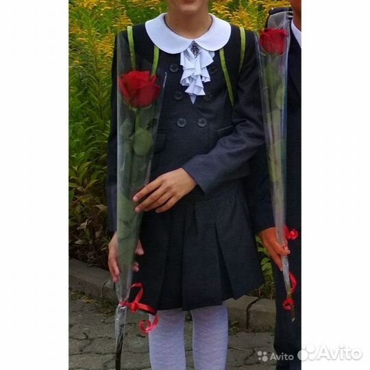 Тройка школьная форма для девочки серая р-р 32