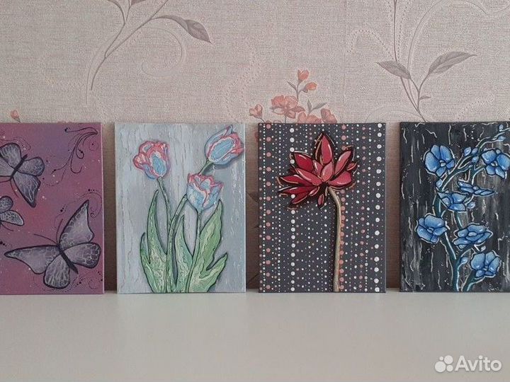 Картины с цветами акрилом