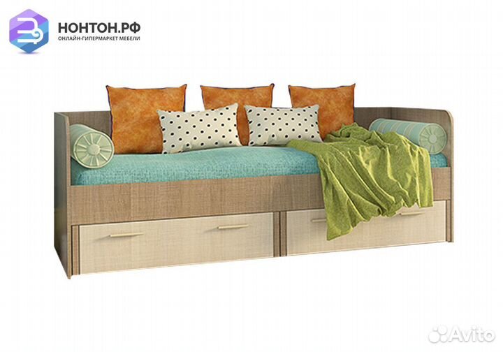 Кровать Юта 0.9 м крослайн карамель / латте