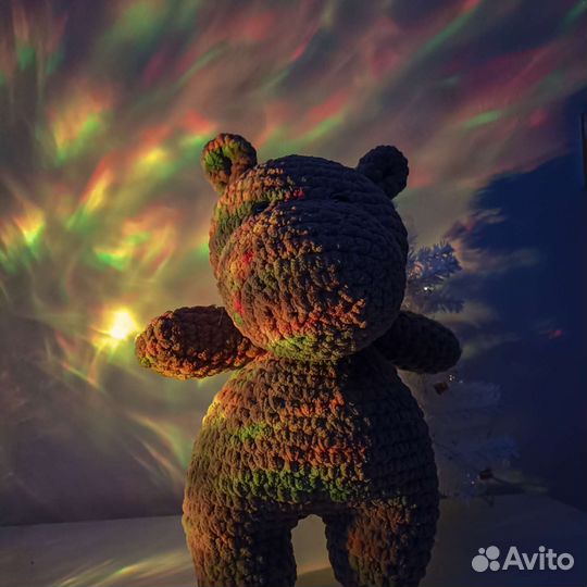 Плюшевый вязаный бегемотик