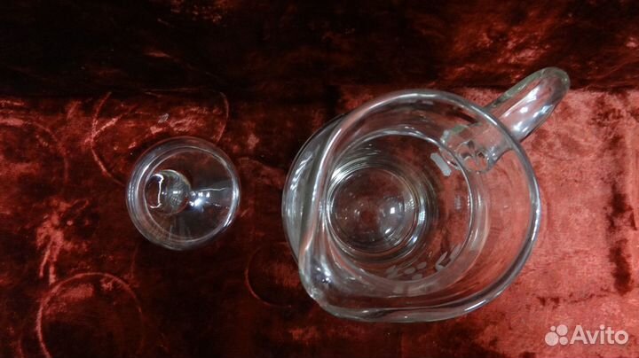 Кувшин с крышкой Стекло Резьба Алмазная грань