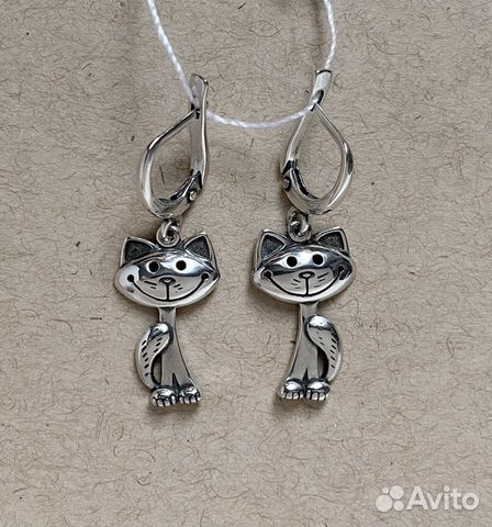 Серебряные серьги с котиком купить в Москве | Личные вещи | Авито