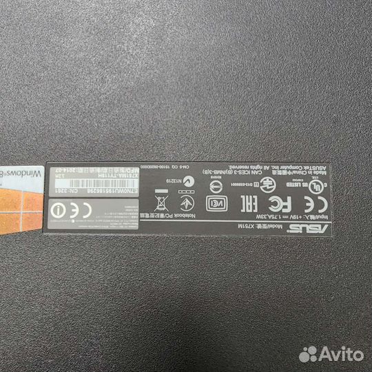 Ноутбук asus x751MA-TY119h на запчасти