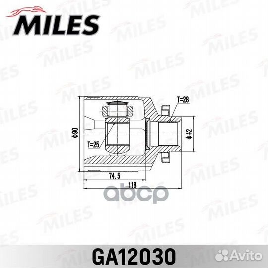 Шарнирный комплект, приводной вал GA12030 Miles