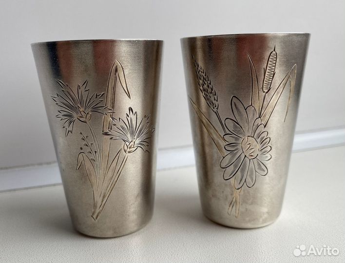 Серебряные стопки 2 штуки. Красивые