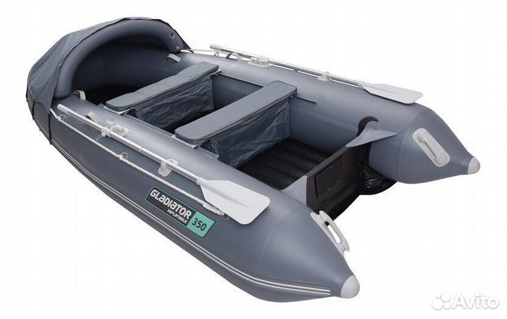 Лодка надувная пвх Gladiator E350 PRO, темно-серый