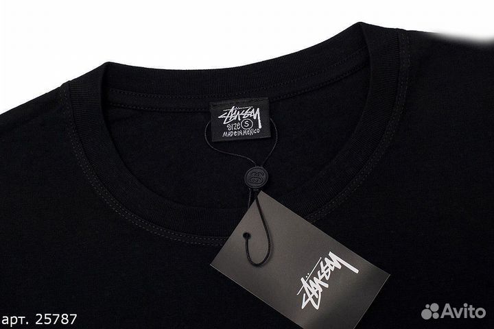 Футболка Stussy happy flower Чёрная