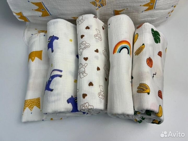 Пеленки детские муслиновые 80*100 5шт