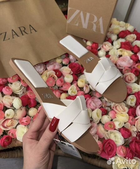 Шлепки женские zara натуральные