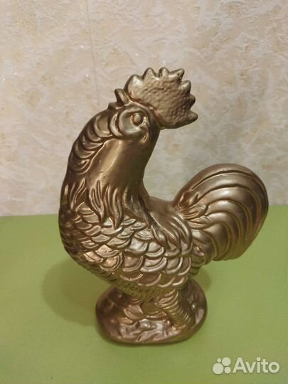 Петух золотой гипсовый-копилка