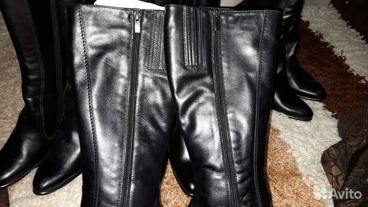 Сапоги женские демисезонные кожаные