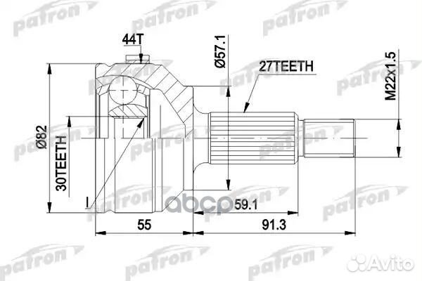 Шрус наружн к-кт 27x57x30 ABS:44T ford: mondeo