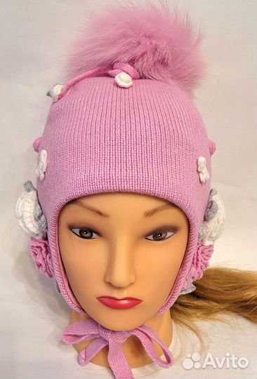 Шапка зимняя шерстяная для девочки чоби 52-54