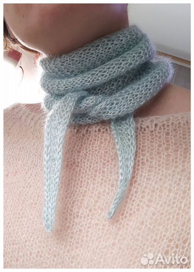 Мини шарф из мохера на шёлке