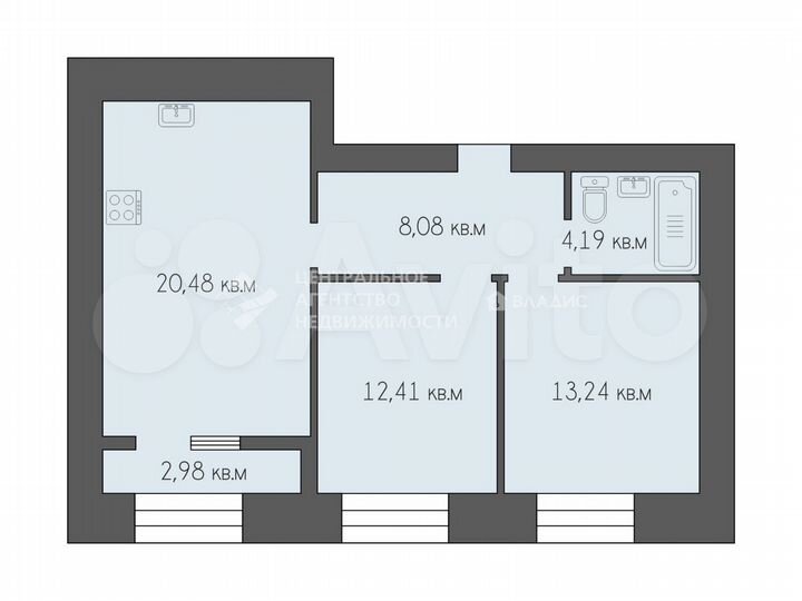 2-к. квартира, 61,4 м², 4/16 эт.