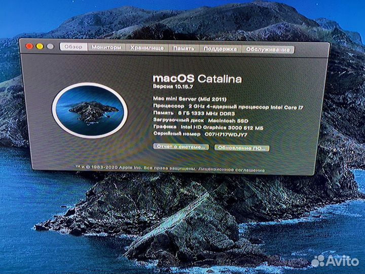 Apple Mac mini mc936 mid2011 i7QC 8Gb ssd120hdd500