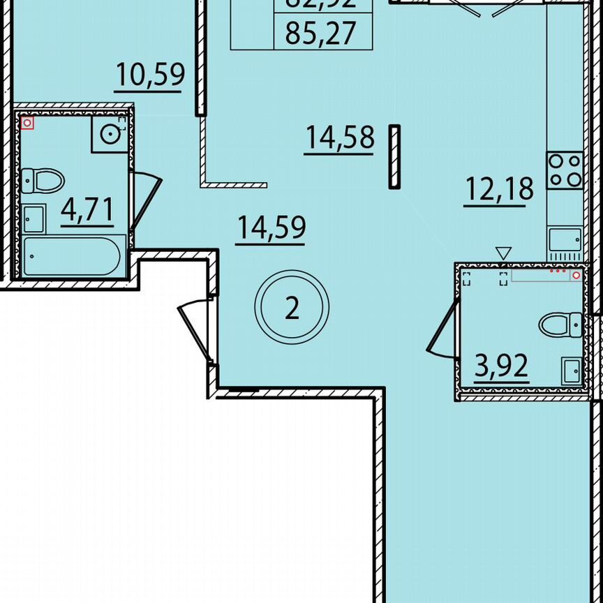 3-к. квартира, 80,6 м², 1/4 эт.