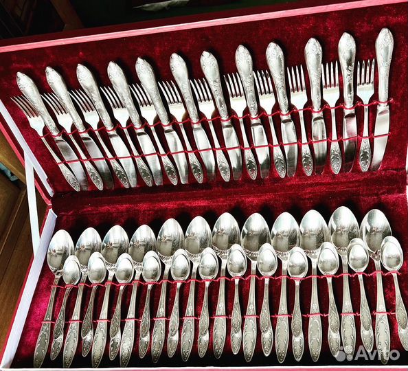 Мельхиор Кольчугино новый столов набор 60 приборов