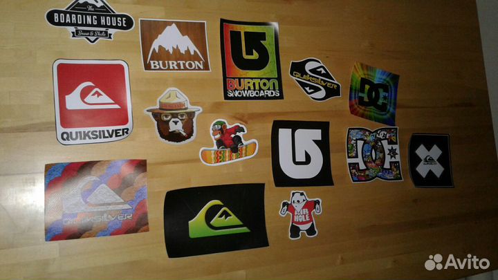Наклейки и нашивки на сноуборд и чехол-Burton,Quik