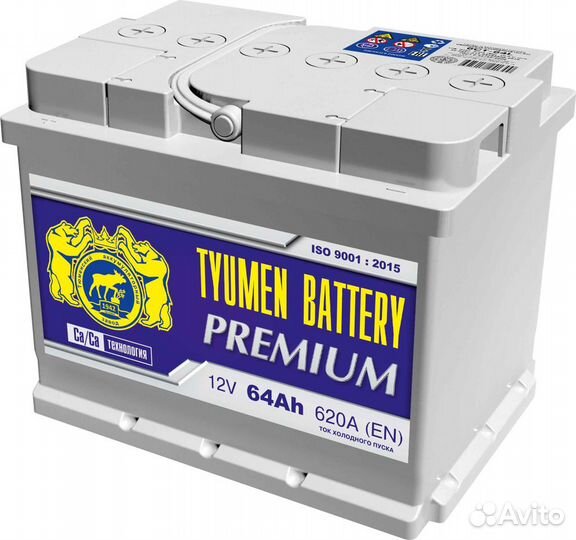 Аккумулятор Tyumen Battery Premium 64 Ач, прямой