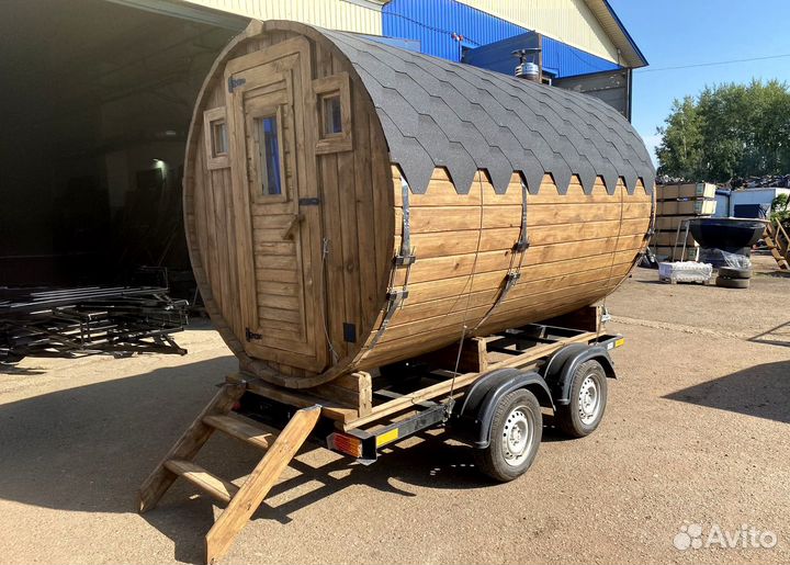 Прицеп легковой с баней бочкой