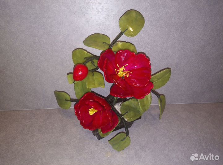 Цветы пионы натуральный камень