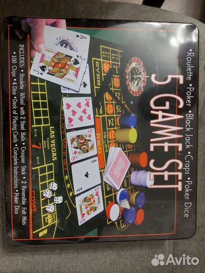 Набор 5 игр: рулетка,покер, бл.дж, покер с костями