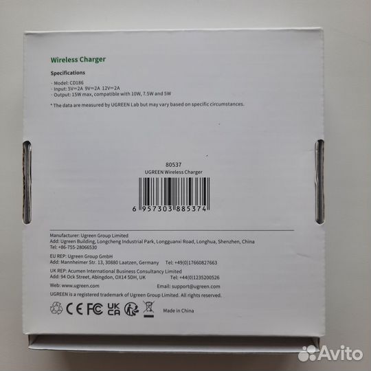 Ugreen Беспроводное зарядное устройство 15 Вт