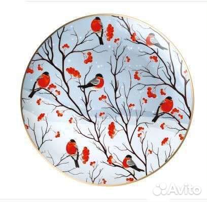 Заварочный чайник+блюдо снегири