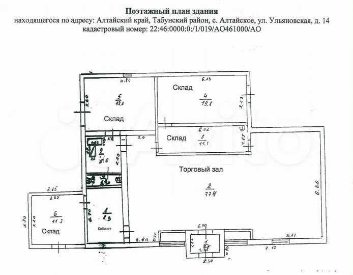 Здание действующего продуктового магазина