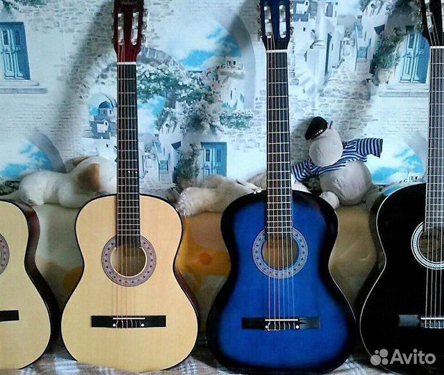 Гитара сине - чёрная 6 струн