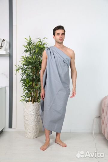 Простынь для бани серая