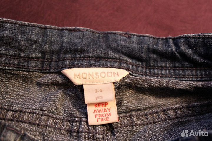 Джинсовые шортики Monsoon 3-4 года