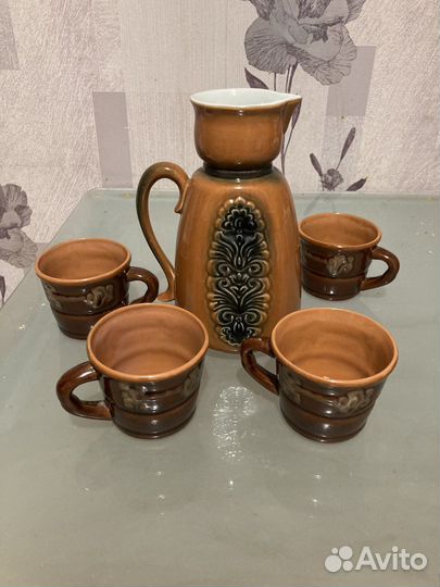 Керамический набор : кувшин, кружки