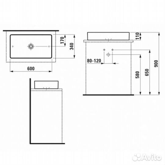 Laufen Living Sqaure Раковина 60x34x11 см, без отв