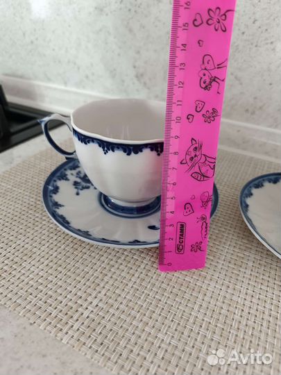 Чашка с блюдцем Гжель
