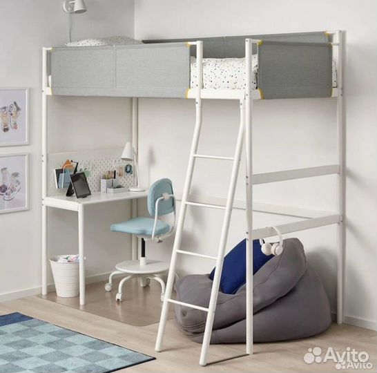 Кровать чердак со столом IKEA Vitval