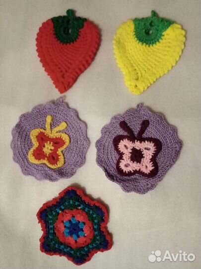 Прихватки для кухни, подставка вязаные