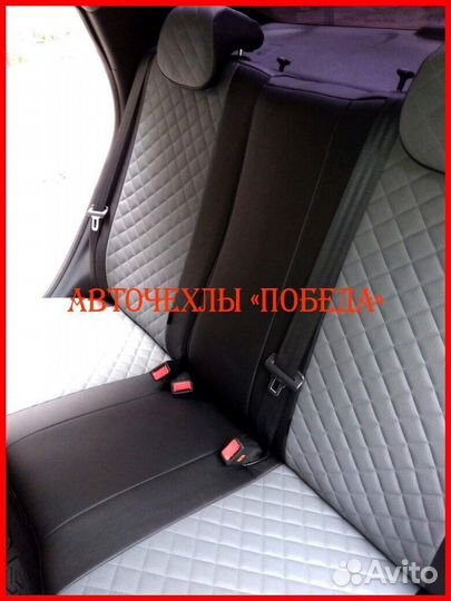 Чехлы Hyundai Solaris 1 Hb из экокожи чёрно-серые