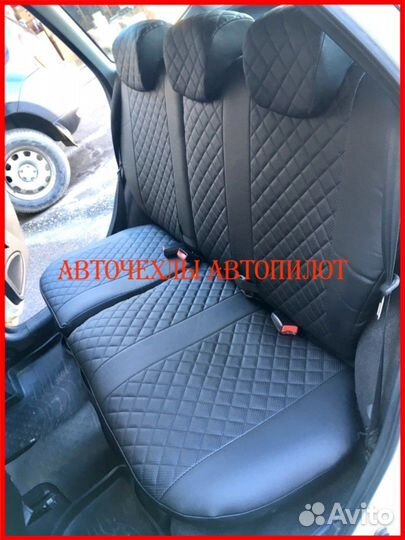 Чехлы Автопилот LADA Kalina из экокожи чёрные Ромб