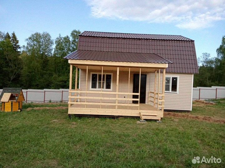 Каркасный дом щитовой 6х8 с террасой