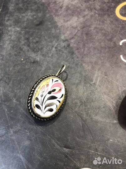 Комплект серьги кольцо серебро эмаль