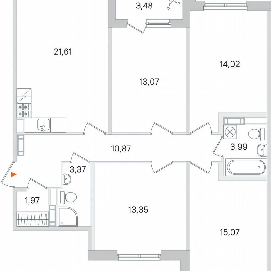 4-к. квартира, 99,1 м², 3/4 эт.